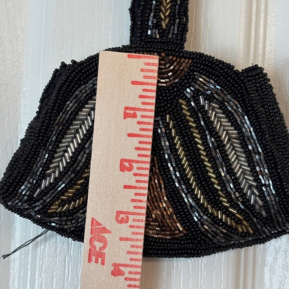 Elegant Vintage Beaded Black and Brown Evening Bag or Purse - Picture 4 of 4